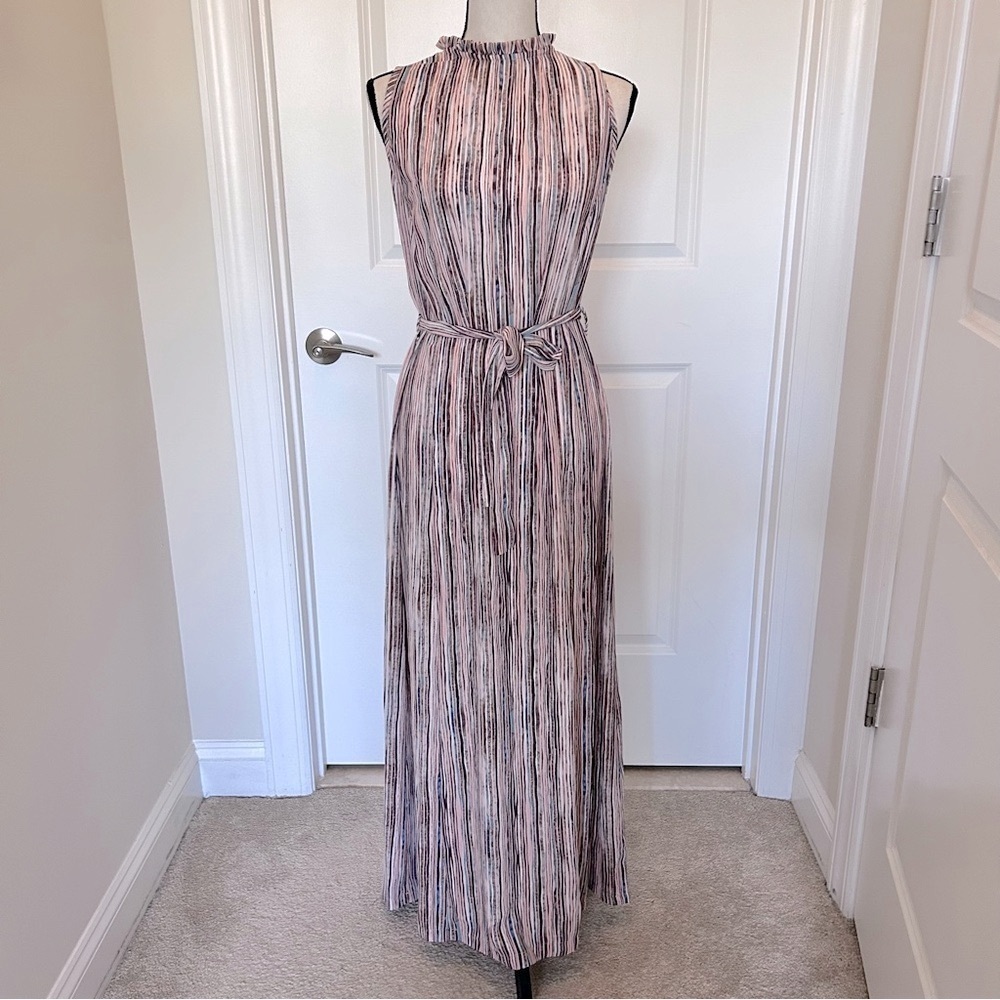 Bella D. Boho Pink and Black Soft Striped Sleeveless Maxi Dress EU SZ 42